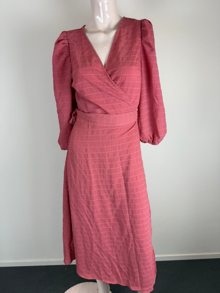 ICHI - Jurk - roze, wikkelmodel, V-hals - XS