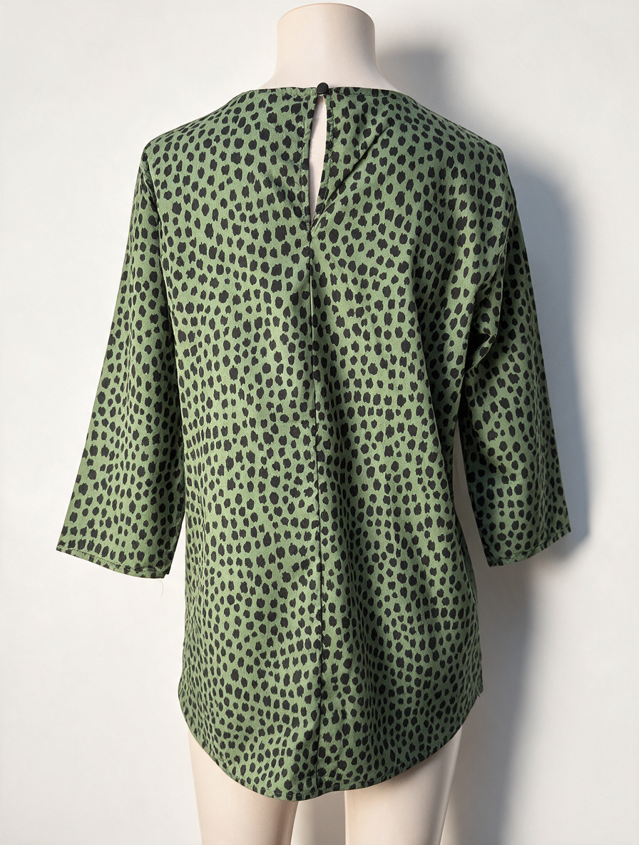 CATWALK JUNKIE - Top - groen-zwart, gevlekt dessin, 3/4 mouw - M