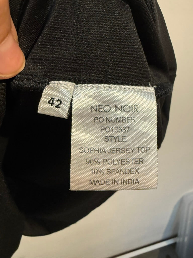 NEO NOIR - Hemdje - zwart, stretch jersey, aansluitend model - XL