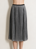 COSTES - Rok - zilver, plissé, glitter - L