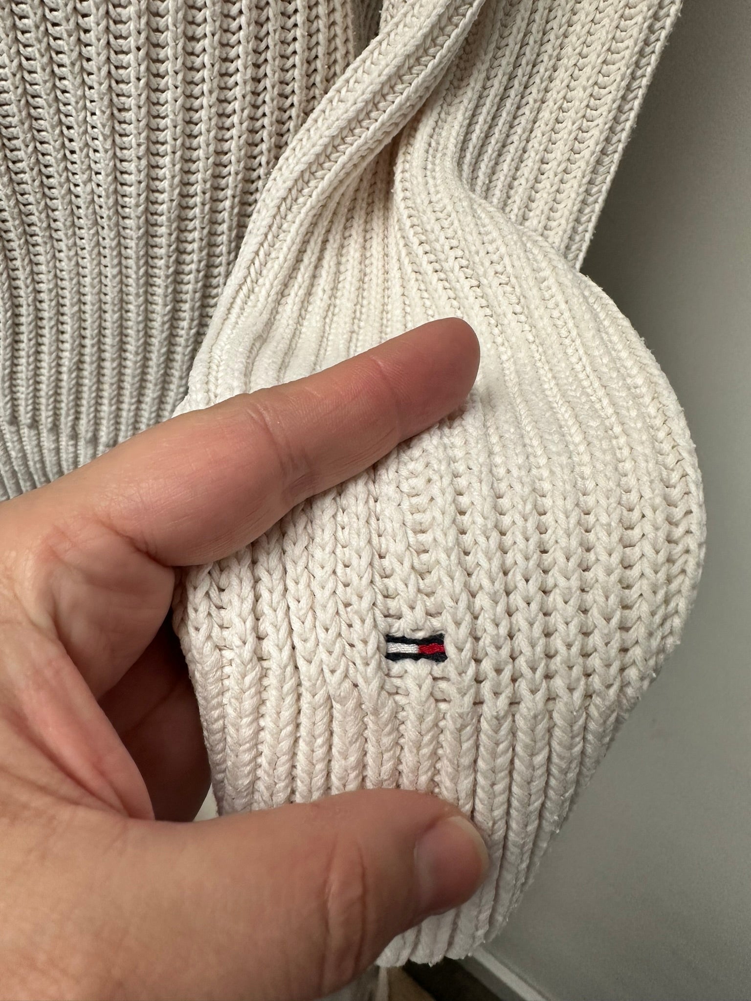 Tommy Hilfiger crème kabeltrui maat S