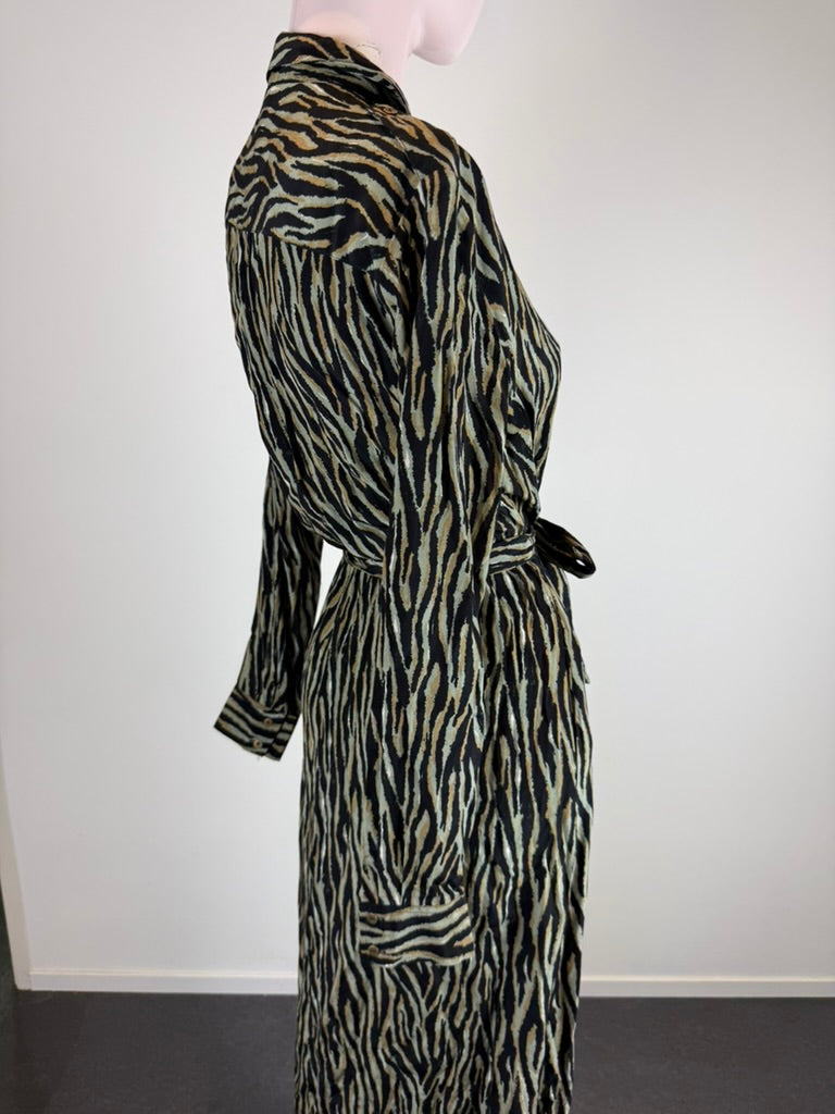 Garcia - Jurk - zebraprint, midi-lengte, ceintuur - S