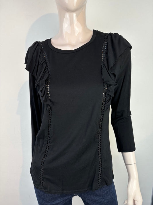 Revelation zwarte top met ruffle maat M