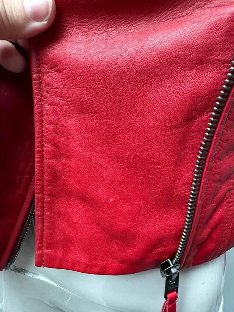 Hilfiger Denim - Jas - rood, leer, bikerstijl - XS