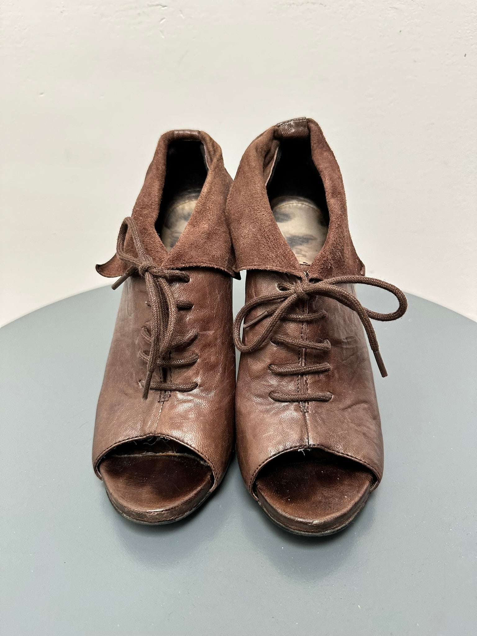 Sam Edelman bruine peeptoe wedge maat 7,5 (38)