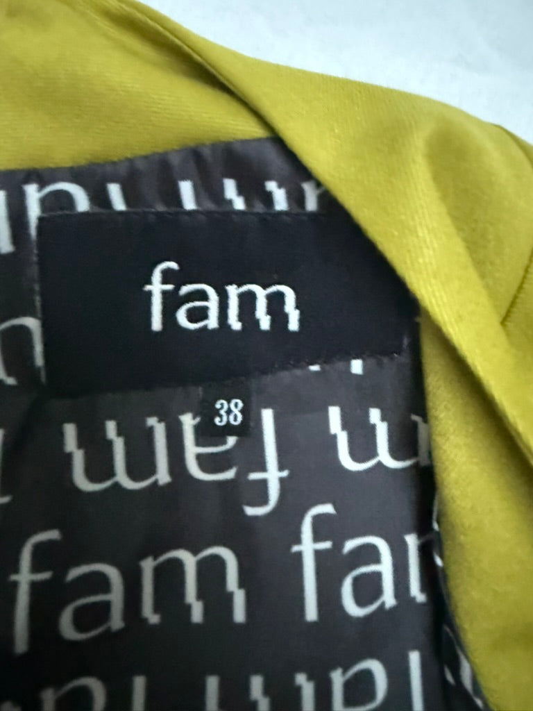 fam - Jurk - mosterdgeel, mouwloos, V-hals - M