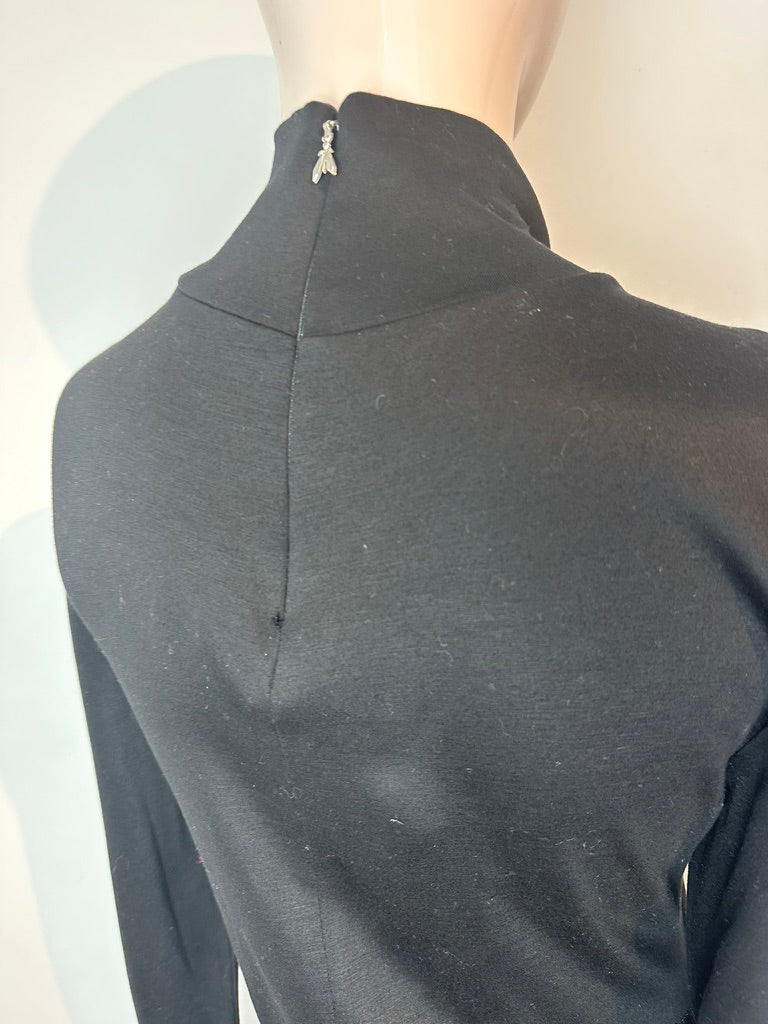PATRIZIA PEPE - Jurk - zwart, hoge col, knoopdetail - S