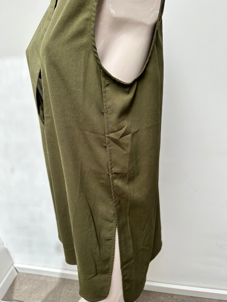 Maria Tailor - Blouse - khaki, mouwloos, V-hals - S