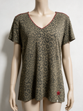 Key Largo - T-shirt - luipaardprint, V-hals, korte mouwen - M