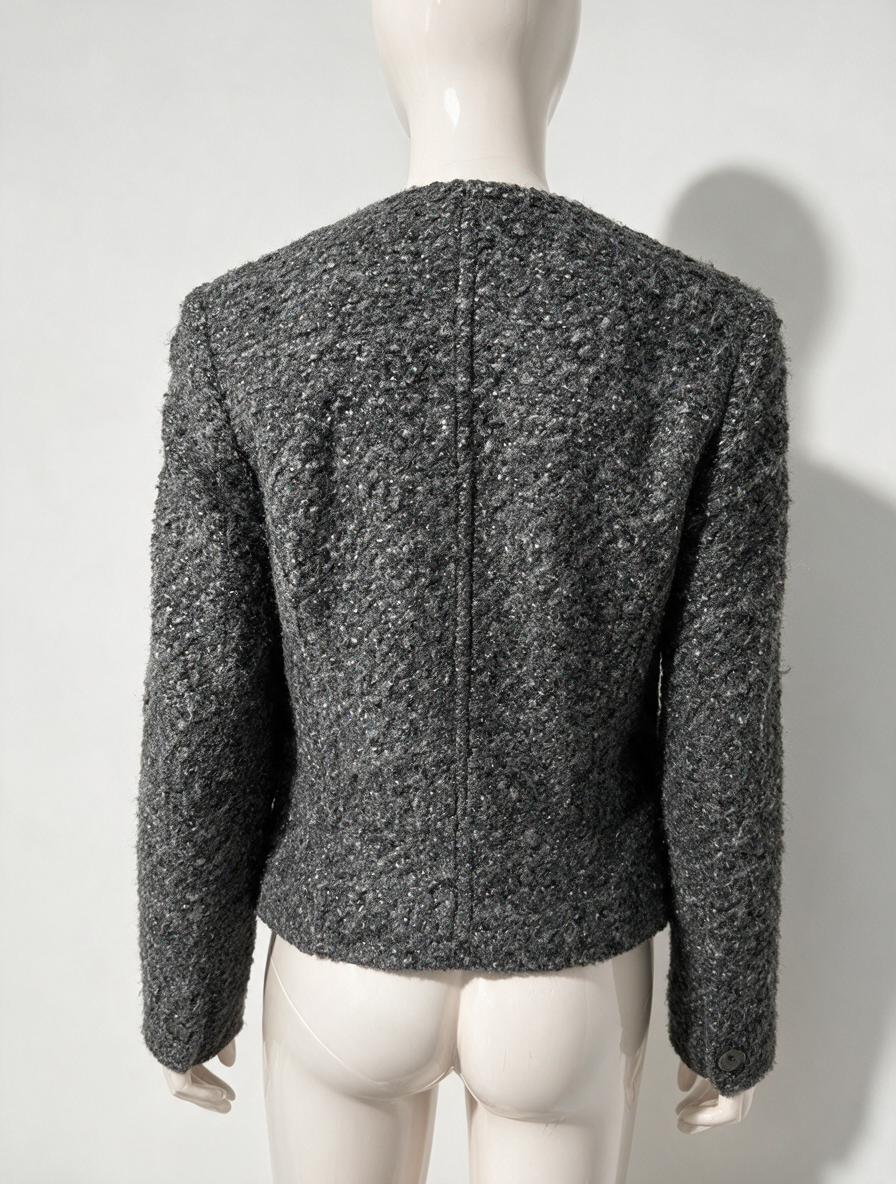 Claudia Sträter - Blazer - grijs, boucléstof, knoopsluiting - S
