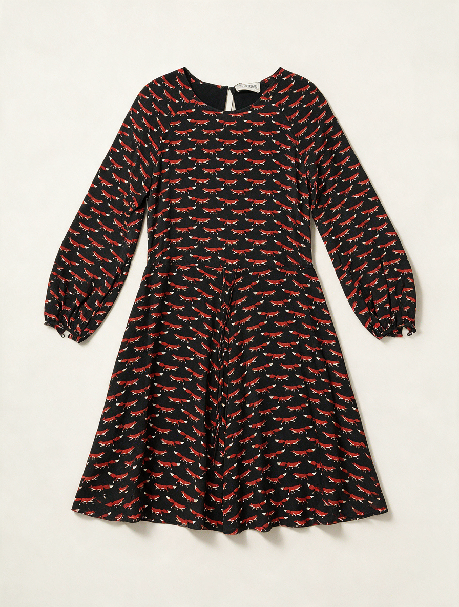 ESSENTIEL ANTWERP - Jurk - zwart, vosjesprint, knoopsluiting achter - S