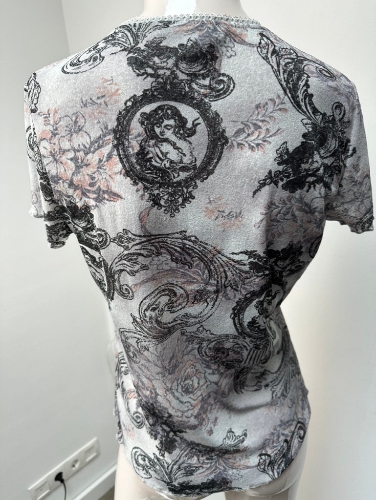 Bandolera Blouse maat 40 grijs; zwart