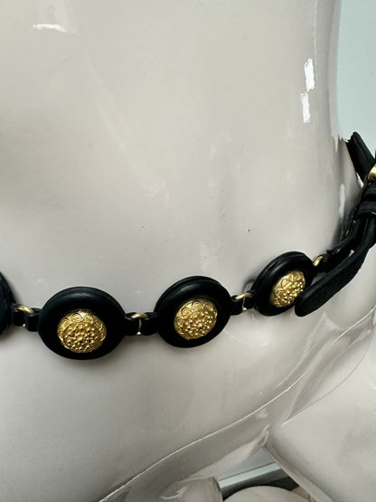 Vintage riem circa 75 cm zwart