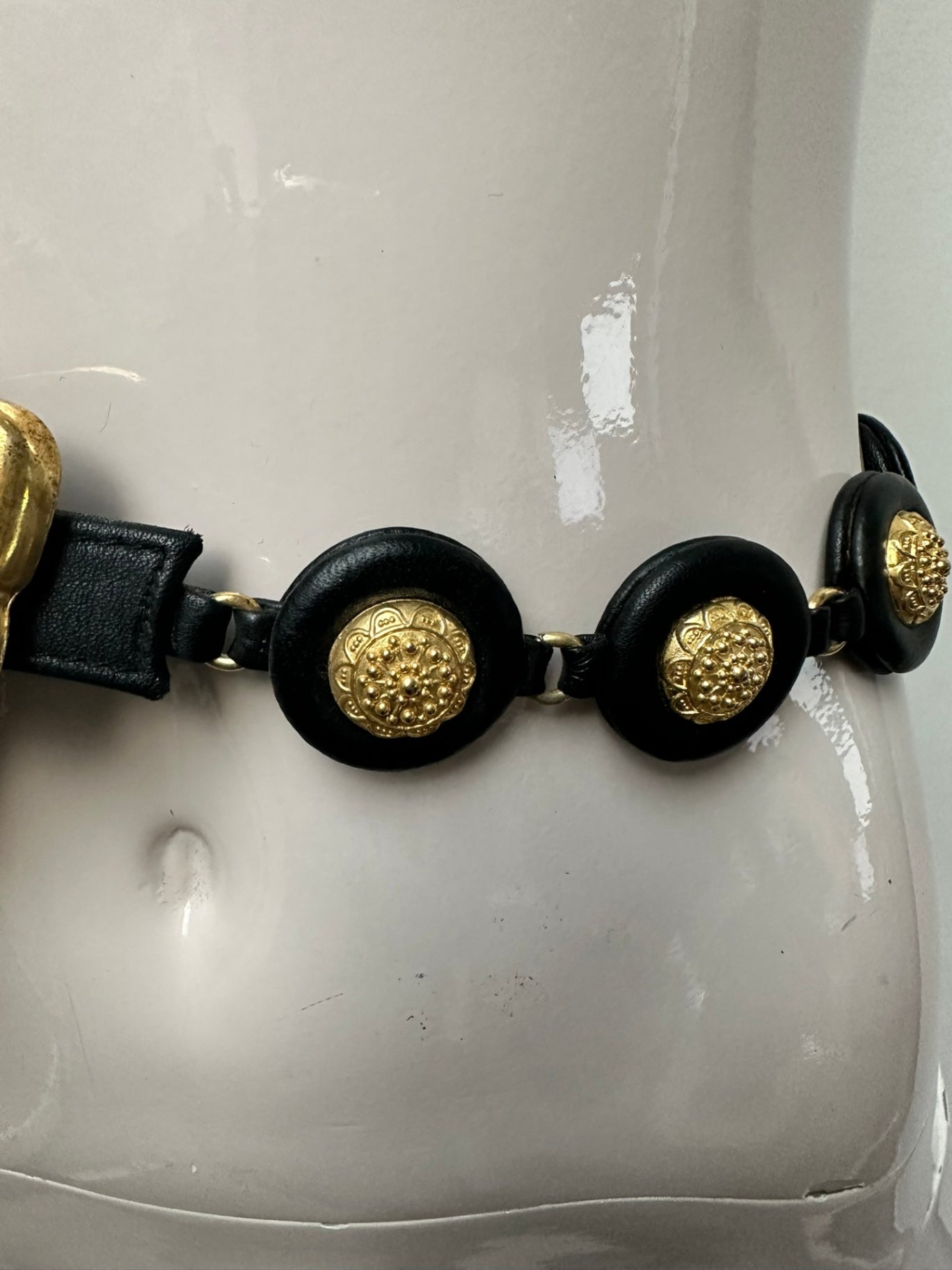 Vintage riem circa 75 cm zwart