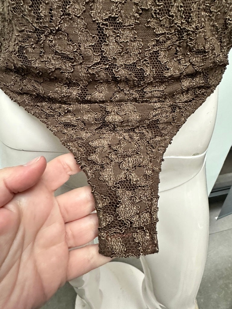 Orna Farho Bodysuit maat M bruin kant