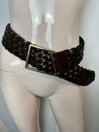 Vintage gevlochten riem maat 80 bruin