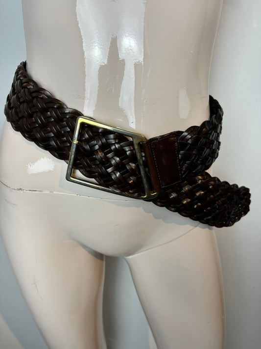 Vintage gevlochten riem maat 80 bruin