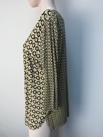 Frank Walder Blouse maat 44 geel, grijs