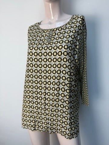 Frank Walder Blouse maat 44 geel, grijs