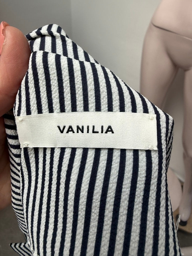 Vanilia Blouse maat L Donkerblauw; wit