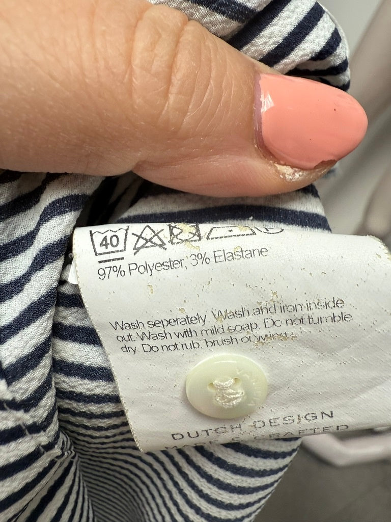 Vanilia Blouse maat L Donkerblauw; wit