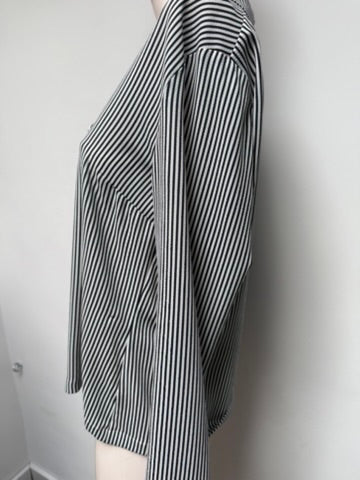 Vanilia Blouse maat L Donkerblauw; wit