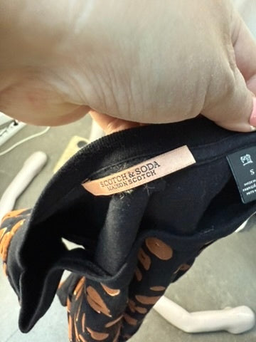 Maison Scotch Top maat S zwart, bruin