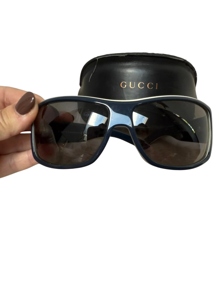 Gucci Zonnebril maat M Donkerblauw; wit