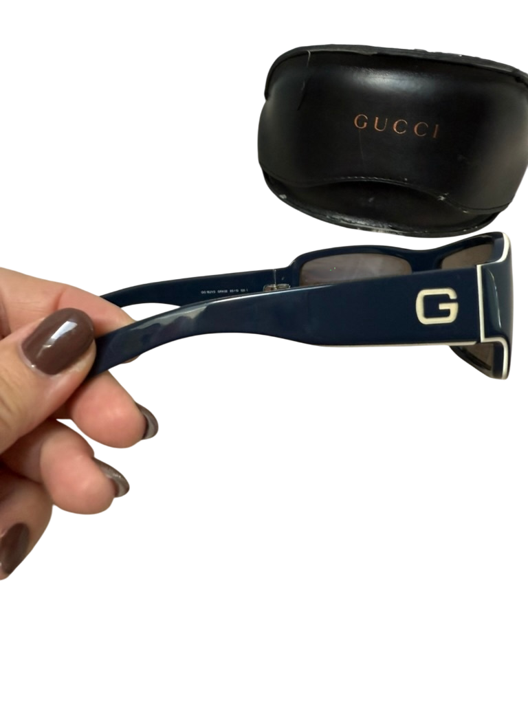 Gucci Zonnebril maat M Donkerblauw; wit