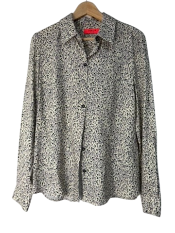 Janice Blouse maat 36 Beige met zwart patroon