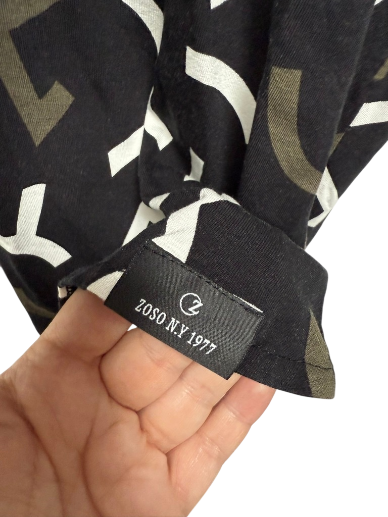 Zoso Jurk maat M Zwart met wit en grijs patroon