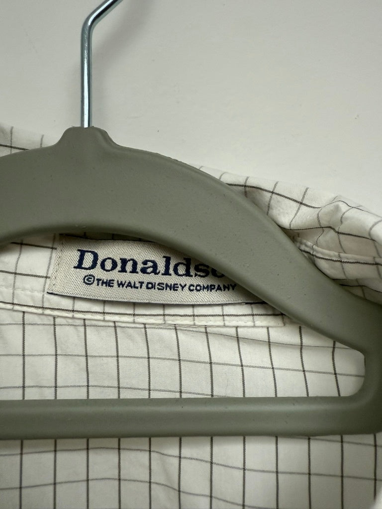 Donaldson Blouse maat 44 Wit met een fijn grijs geruit patroon