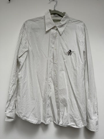 Donaldson Blouse maat 44 Wit met een fijn grijs geruit patroon