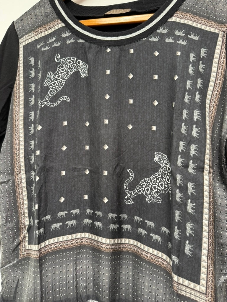 Mucho Gusto Top maat L Grijs/zwart