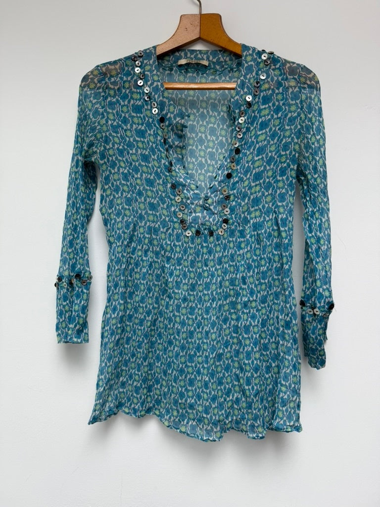 Zenggi Top zijde maat S blauw