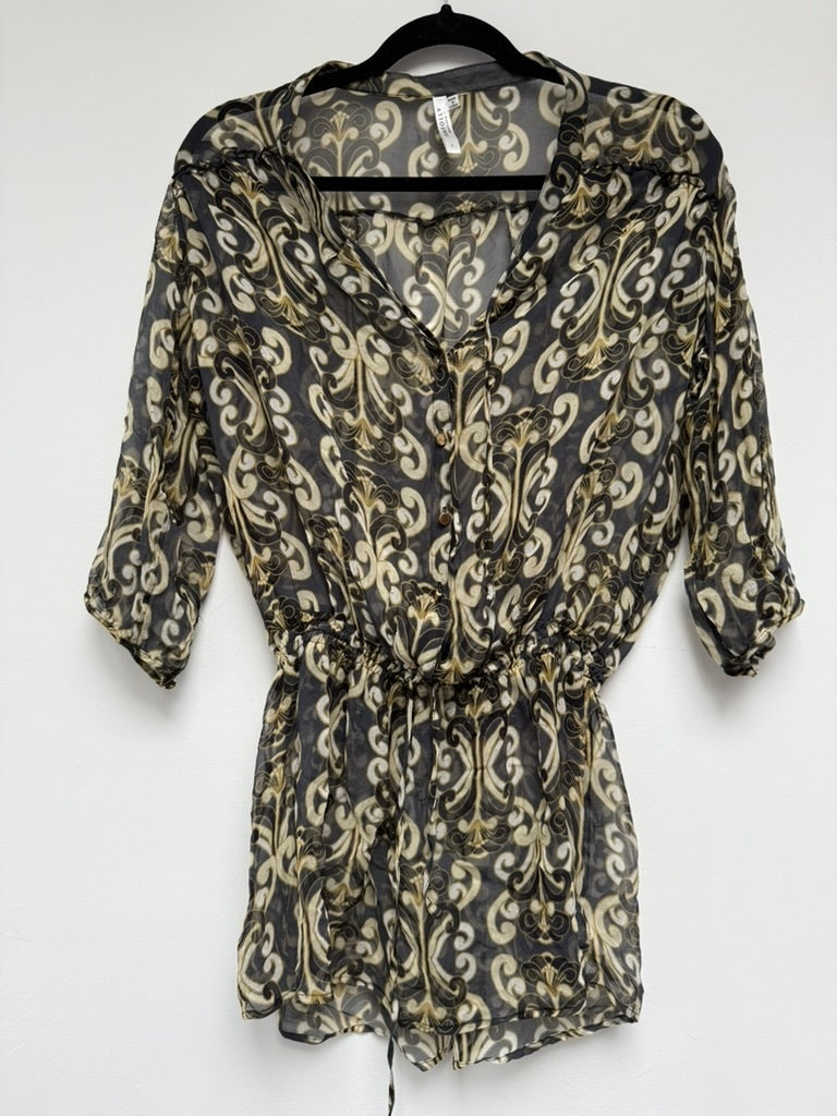 Seafollly Tuniek maat L Zwart met beige/goud patroon