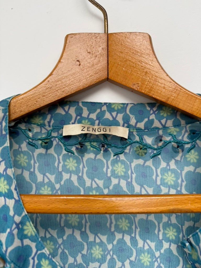 Zenggi Top zijde maat S blauw