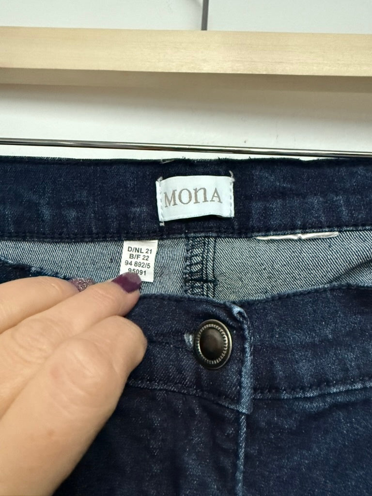 Mona Jeans maat 42 kort Donkerblauw