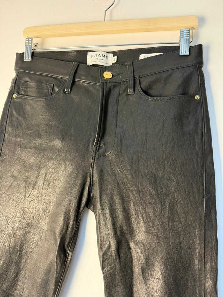 FRAME Leren skinny maat 28 zwart