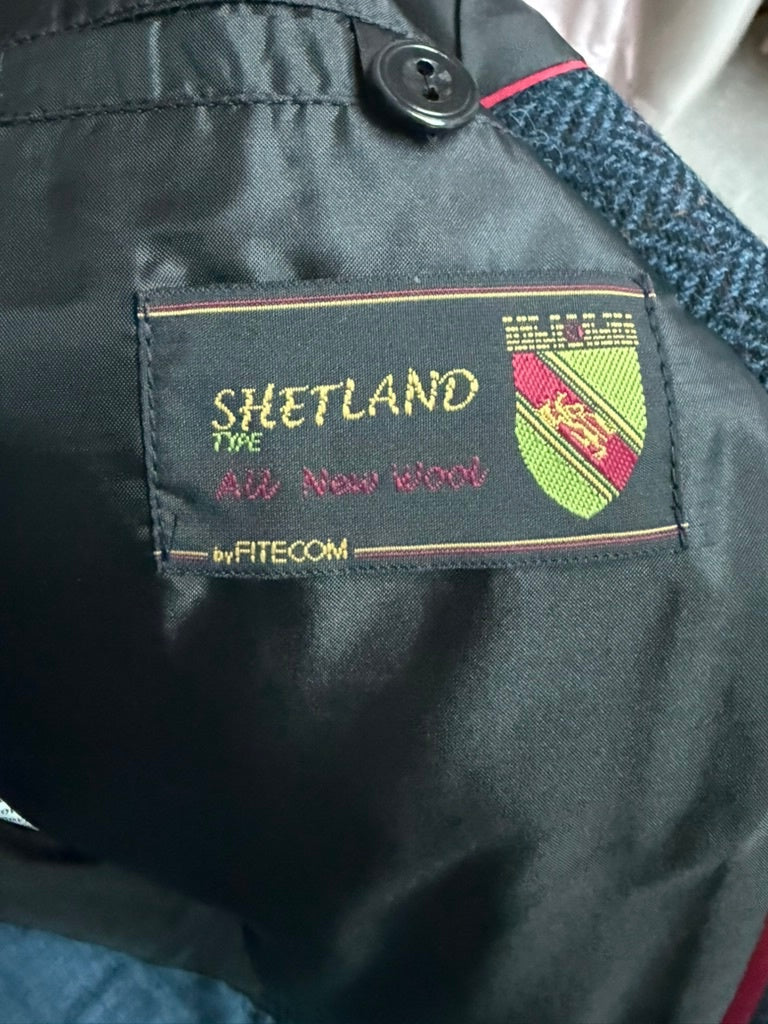 Sheltland Jasje maat 42 Donkerblauw met zwart