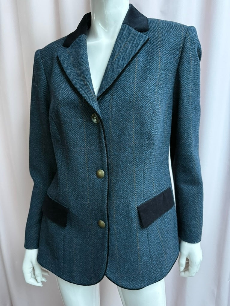 Sheltland Jasje maat 42 Donkerblauw met zwart