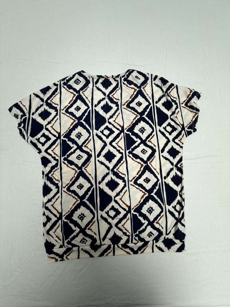 FOS Top maat L Navy blauw, wit en bruin