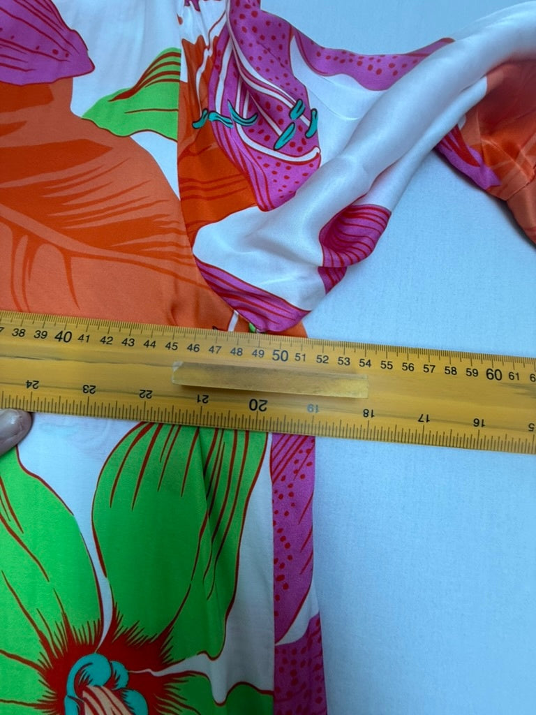 mbyM Jurk maat L Wit met oranje, roze en groen
