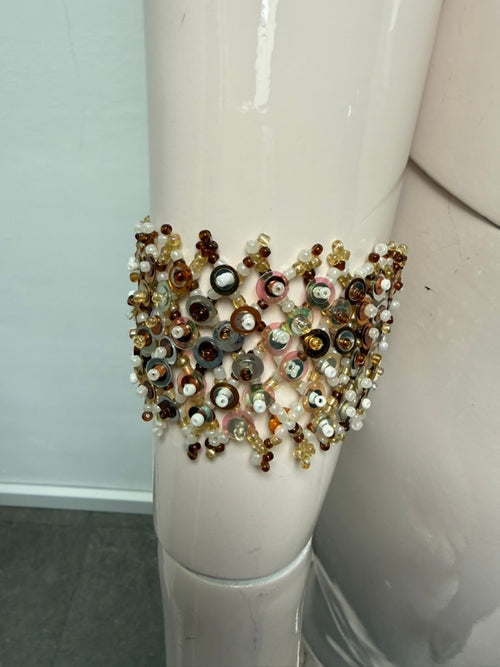 Armband maat One size Multicolor, goud, bruin en wit