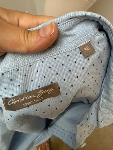 Christian Berg Essentials Blouse maat 38 Lichtblauw met donkerblauwe stippen