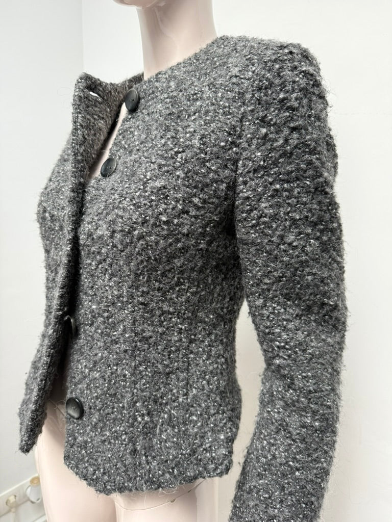 Claudia Sträter - Blazer - grijs, boucléstof, knoopsluiting - S
