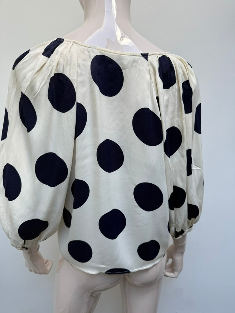 ZARA - Blouse - crème/zwart, polkadot, V-hals