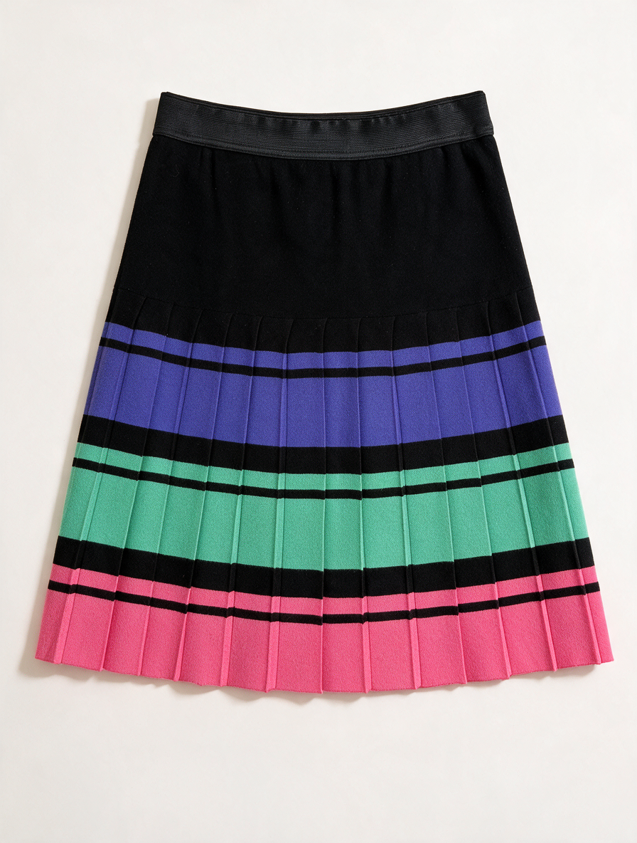 Marc Cain - Rok - plissé, kleurblokken, elastische tailleband - S