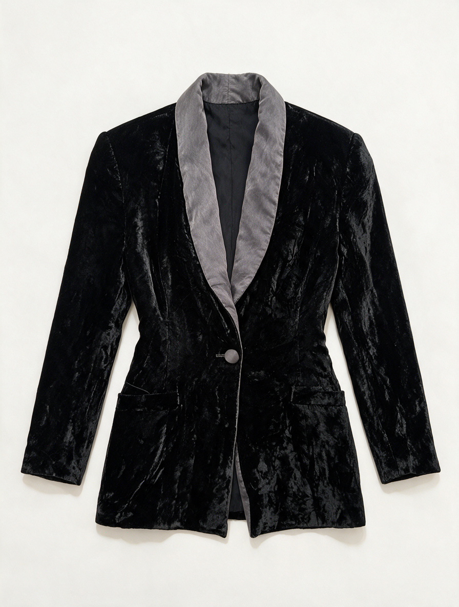 Morgan Taylor - Blazer - zwart, contrasterende revers, fluweelachtige stof - S