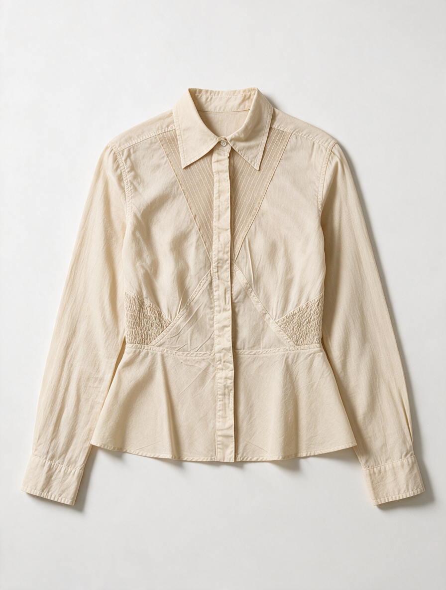 SPORTMAX CODE - Blouse - beige, decoratieve stiksels, knoopsluiting maat 36